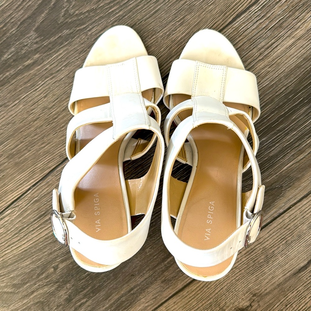 VIA SPIGA, size 7 white leather heeled sandals. - Picture 5 of 5